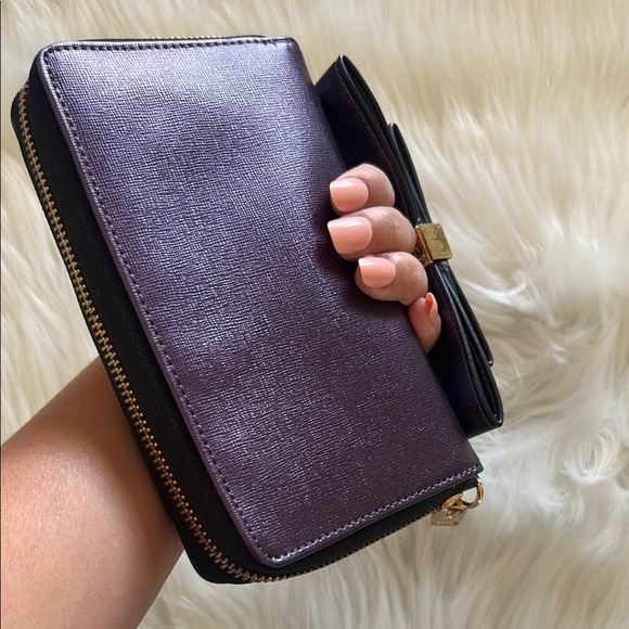 ALDO Purple Shimmer Wallet with Gold Hardware and Bow Detail - Picture 5 of 5